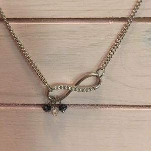 CRYSTAL INFINITY necklace w crystal dangle NWT